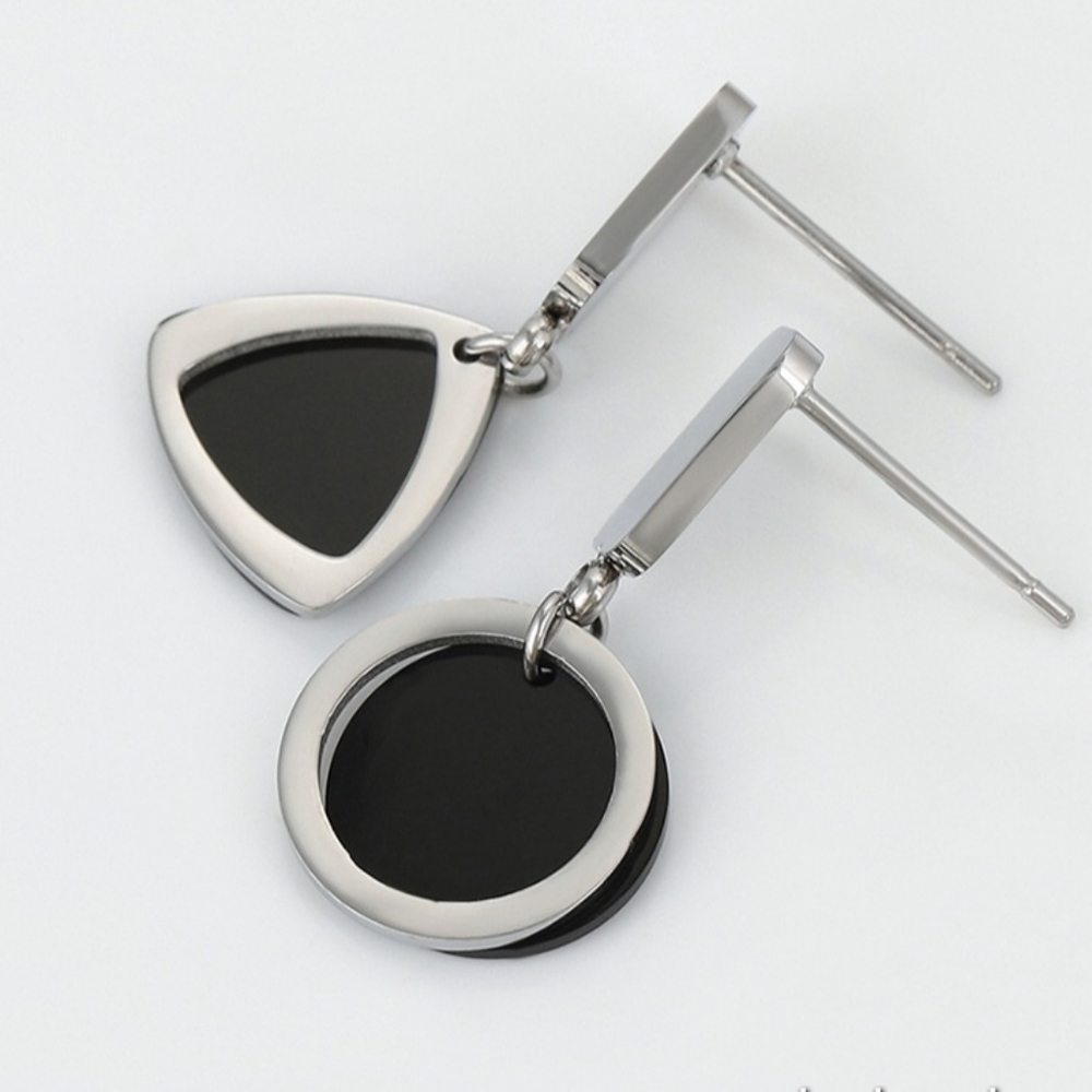 Ceramic Dangle Earrings, Rhodium Plated - Picture 4 of 11